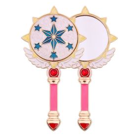 Cute Anime Card Captor Cardcaptor Makeup Outfit Handhold Makeup Oval Round Cosmetic Hand Held Mirror Beauty Dresser Easy Carry