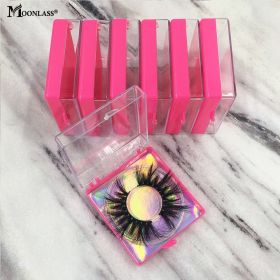 Messy 5D Mink Lashes Fluffy 22-25MM Mink Eyelashes Dramatic Beauty False Eyelashes Box Package Vendor Wholesale 3D Mink Lashes (Length: 3 pairs mix, Color: Pink)