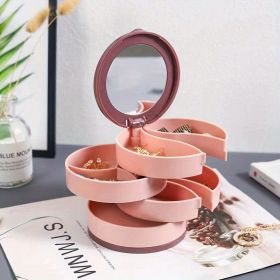 1pc Jewelry Stand Holder; Jewelry Display Tray; Jewelry Storage Box Multilayer Rotating Plastic Jewelry Stand Earrings Ring Box Cosmetics Beauty Conta (Color: Pink)