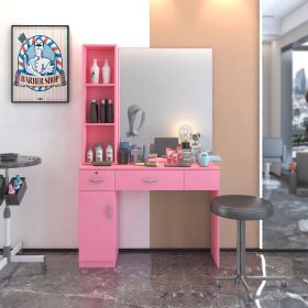 Salon Station Barber Stations Styling Station Barber Beauty Spa Salon Equipment Set with Mirror (Color: as Pic)